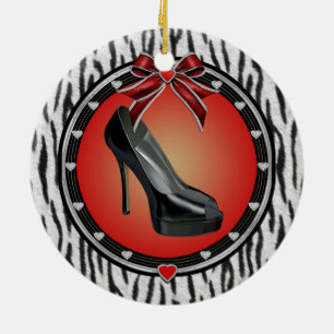 Zwart Stiletto Zebra Print Ornament