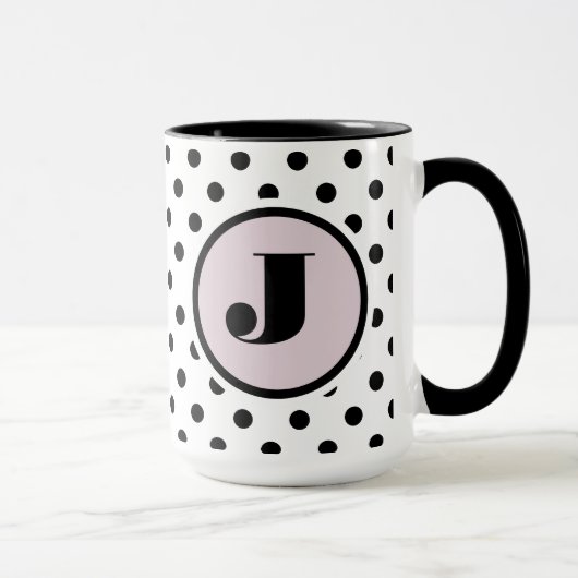 Zwart Stip - Aangepast monogram Mok (Rechts)