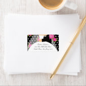 Zwart Stippen bruid & bruidegom retour adreslabel Etiket (Insitu)