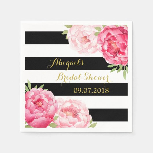 Zwart Streep Roze Waterverf Vrijgezellenfeesten se Servet (Voorkant)