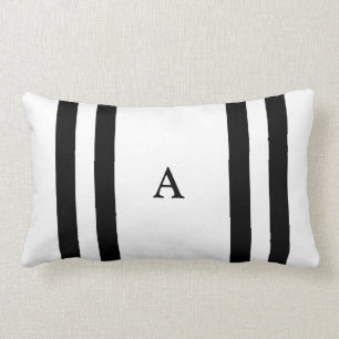 Zwart stripmonogram Lumbar Pillow Kussen