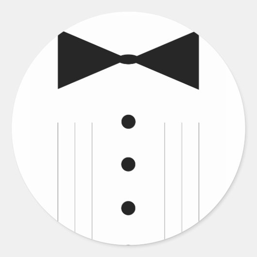 zwart stropdas bowtie tuxedo ronde sticker (Voorkant)