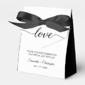 Zwart stropdas Bruiloft Liefde Script  Namen Bedankdoosjes (Voorkant Zijde)