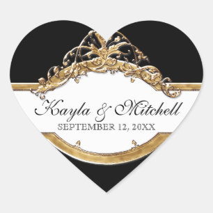 Zwart Stropdas Elegantie 2, Golden bijpassende Sti Hart Sticker