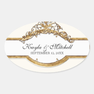 Zwart Stropdas Elegantie 2, Golden bijpassende Sti Ovale Sticker