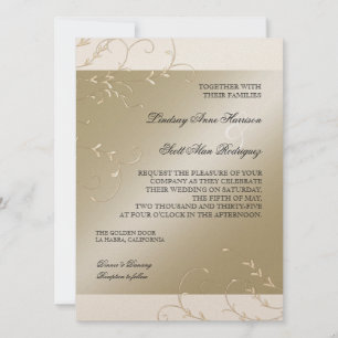 Zwart Stropdas Elegantie, Champagne Cream Trouwkaa Kaart