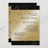 Zwart Stropdas elegantie, Golden Save the Date Inv Kaart (Voorkant / Achterkant)