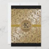 Zwart Stropdas Elegantie, Golden Wedding Invitatio Kaart (Achterkant)