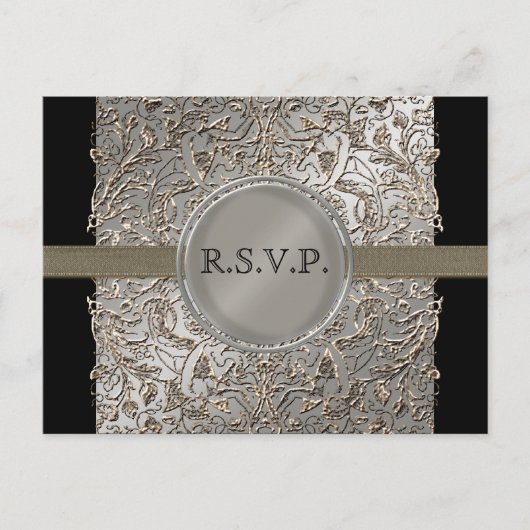 Zwart Stropdas Elegantie, RSVP Response Kaart Brie (Voorkant)