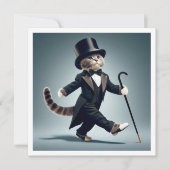 Zwart stropdas feest, danswedstrijd, poes kaart (Voorkant)