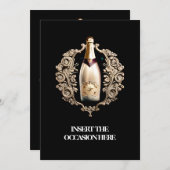 Zwart stropdas formeel evenement | mousserende wi kaart (Voorkant / Achterkant)