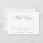 Zwart Stropdas Formele Elegante Kalligrafie Weddin RSVP Kaartje (Voorkant)