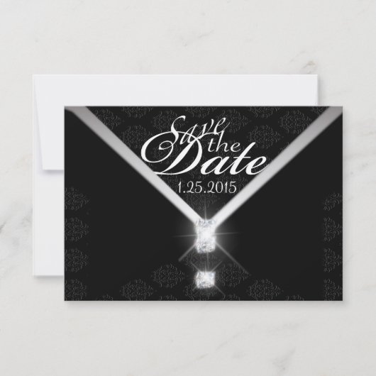 Zwart Stropdas Opslaan Datum Save The Date (Voorkant)