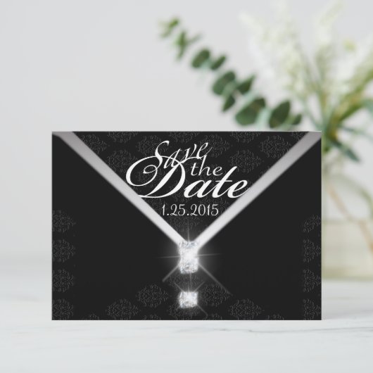 Zwart Stropdas Opslaan Datum Save The Date (Staand voorkant)