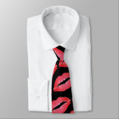 Zwart Stropdas Red Voluptuous Large RED Lips (Gebonden)