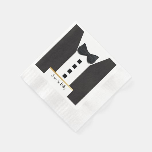 Zwart Stropdas Tuxedo 🎩 Classic Monogram Servet (Hoek)