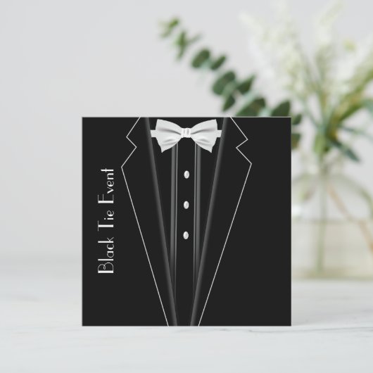 Zwart Stropdas Tuxedo Formele uitnodiging (Staand voorkant)