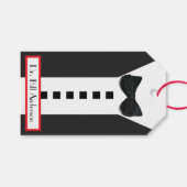 Zwart Stropdas Tuxedo 🎩 Grappig Monogram Cadeaulabel (Voorkant (Horizontaal))