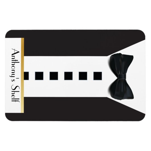 Zwart Stropdas Tuxedo 🎩 Grappige Monogram Koelkas Magneet (Horizontaal)