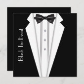 Zwart Stropdas Witte Tuxedo Formele Uitnodiging (Voorkant / Achterkant)