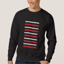 Zwart Sweatshirt met witte en rode lijnen