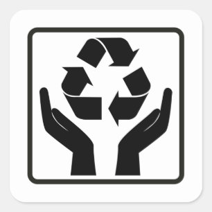 Zwart symbool voor aardecycling opslaan vierkante sticker