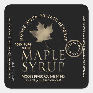 Zwart systeem met privéreservemaple met Gold Leaf Vierkante Sticker