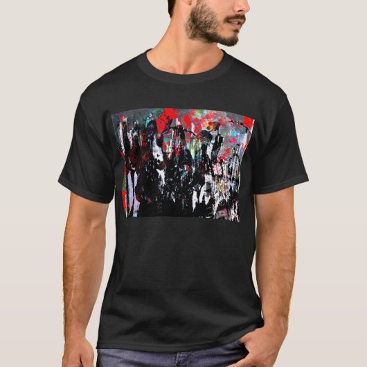 Zwart T-shirt met abstract verf (Voorkant)