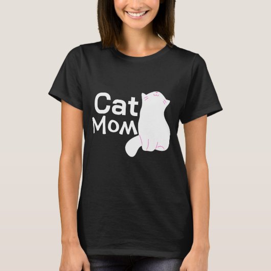 Zwart T-shirt moeder kat (Voorkant)