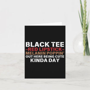 Zwart T-shirt Rood Lipstick Melanine Bruin Huid Zw Kaart
