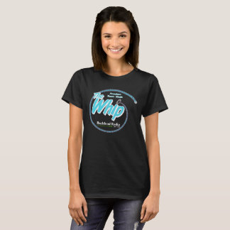 Zwart T-shirt voor dames met blauw en wit Logo