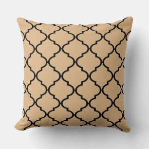 Zwart Taan Marokkaans Quatrefoil Patroon Kussen