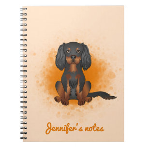 Zwart & Tan Cavalier King Charles-hond op oranje Notitieboek