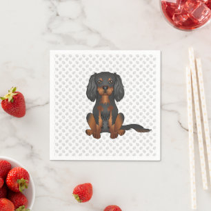 Zwart & Tan Cavalier King Charles Hond & Pootafdru Servet