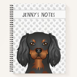 Zwart & Tan Cavalier King Charles Hondenkop & Teks Notitieboek