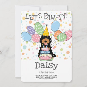 Zwart Tan Cockapoo Cavapoo Hond Verjaardagsfeest Kaart