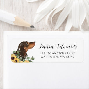 Zwart Tan Dachshund Zonnebloem Eucalyptus Etiket