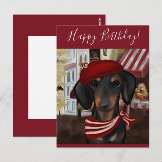 Zwart & Tan Doxie Briefkaart (Voorkant / Achterkant)