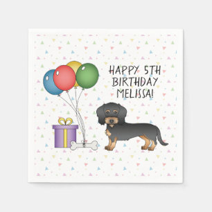 Zwart & Tan Draadharige Dachshund Hond - Verjaarda Servet