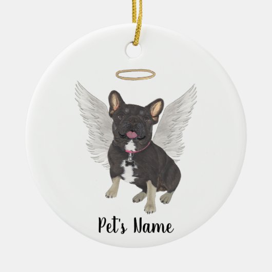 Zwart & Tan driekleurige Frenchie Sympathy Memoria Keramisch Ornament (Voorkant)