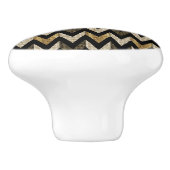 Zwart, Tan en Gold Herringbone gestructureerd ontw Keramische Knop (Zijkant)