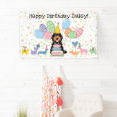 Zwart Tannige Cockapoo Cavapoo Hond Verjaardagsfee Spandoek (Insitu)