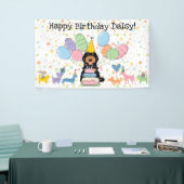 Zwart Tannige Cockapoo Cavapoo Hond Verjaardagsfee Spandoek (Beurs)