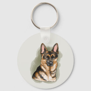 Zwart Tannish Duitse Herdershond Hond Portret Sleutelhanger