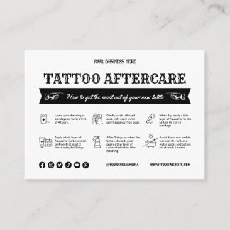 Zwart Tattoo Nazorg Kaart Sjabloon met Icon Visitekaartje