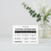 Zwart Tattoo Nazorg Kaart Sjabloon met Icon Visitekaartje (Staand voorkant)