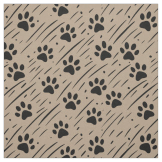 Zwart & Taupe Pootafdruk Katoenen Stof Per Yard