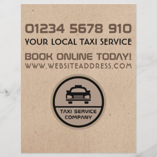 Zwart Taxi Logo, Kraftpapier Effect Prijslijst Flyer