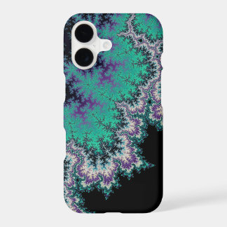 Zwart, Teal en Paarse Fractale iPhone X Hoesje