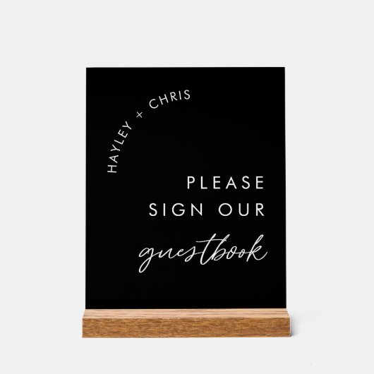 Zwart teken ons gastenboek bruiloft acryl teken acryl bord (Voorkant)